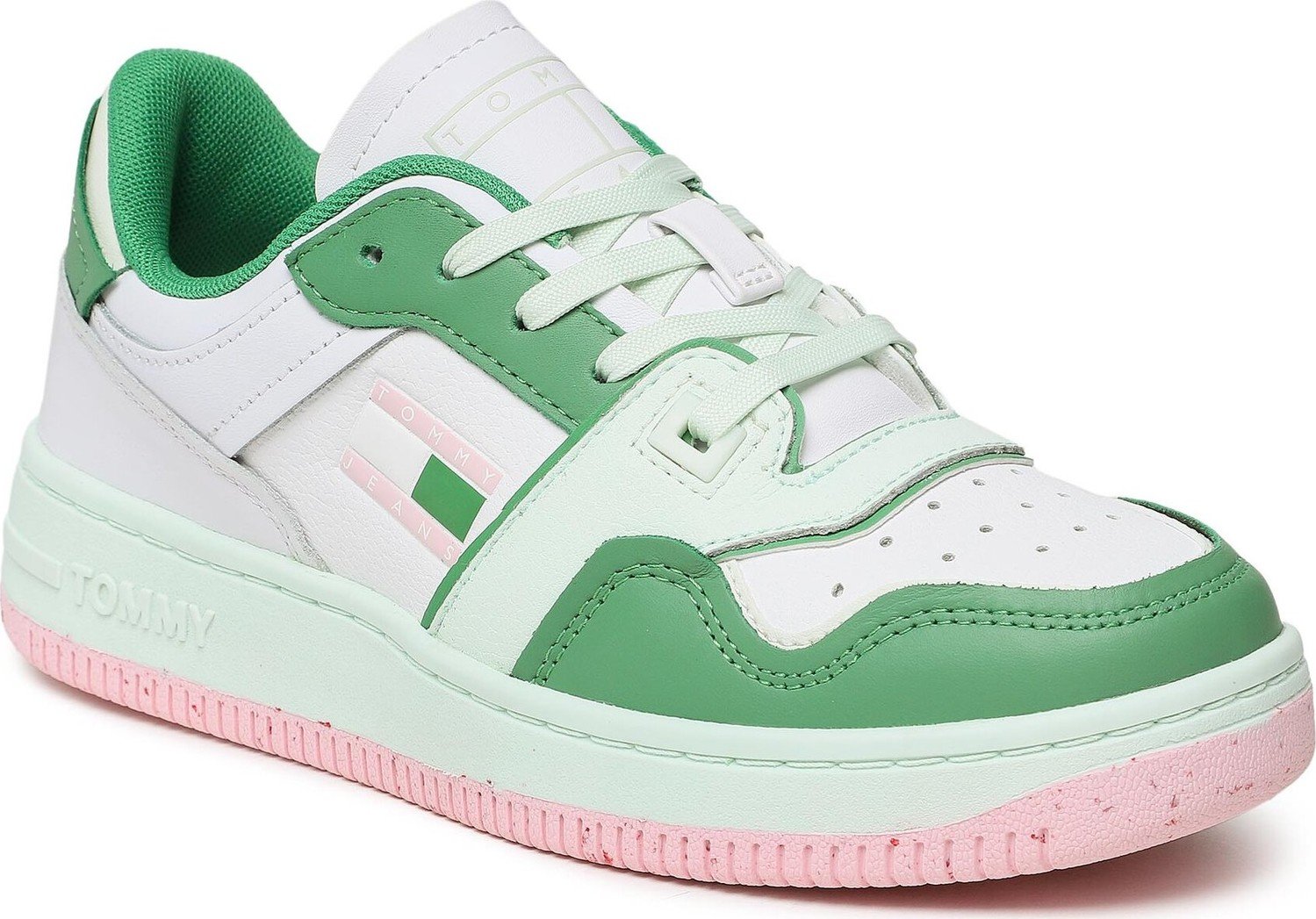 Sneakersy Tommy Jeans Retro Baskt Lv Susta EN0EN02128 Minty LXW