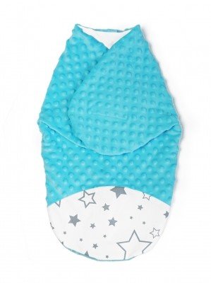 Baby Nellys Zavinovačka, spacáček s minky, 0-6m - Hvězdy a hvězdičky, minky tyrkys, vel. 56-68 (0-6 m)