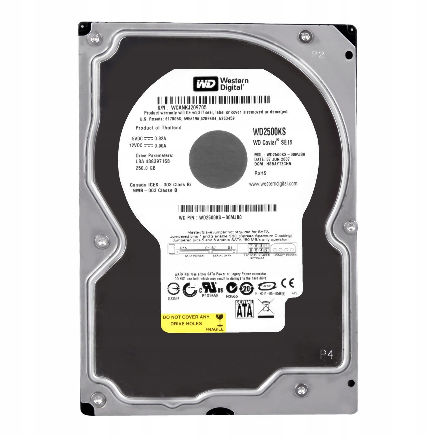 Wd 250GB Caviar 7.2K 16MB Sata II 3.5'' WD2500KS