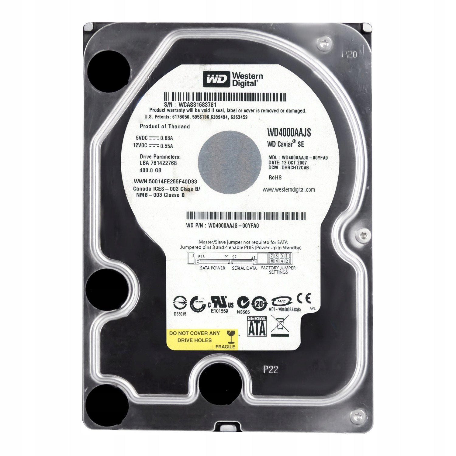 Wd Caviar 400GB 7.2K 8MB Sata II 3.5'' WD4000AAJS