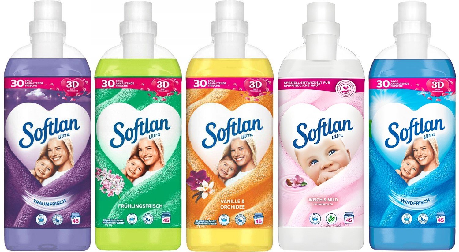 Softlan Aviváž sada mix vůní 5x1L