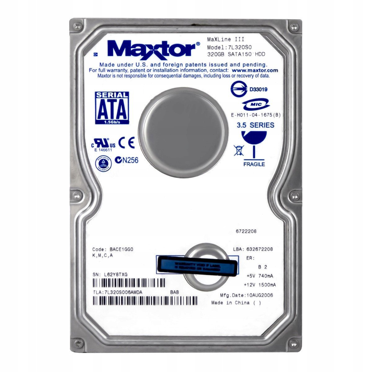 Maxtor MaXLine III 320GB 7.2K Sata 3.5'' 7L320S0