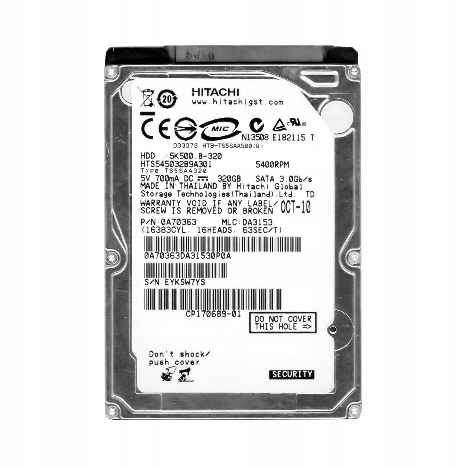 320GB 5.4k 8MB Sata II 2.5 HTS545032B9A301