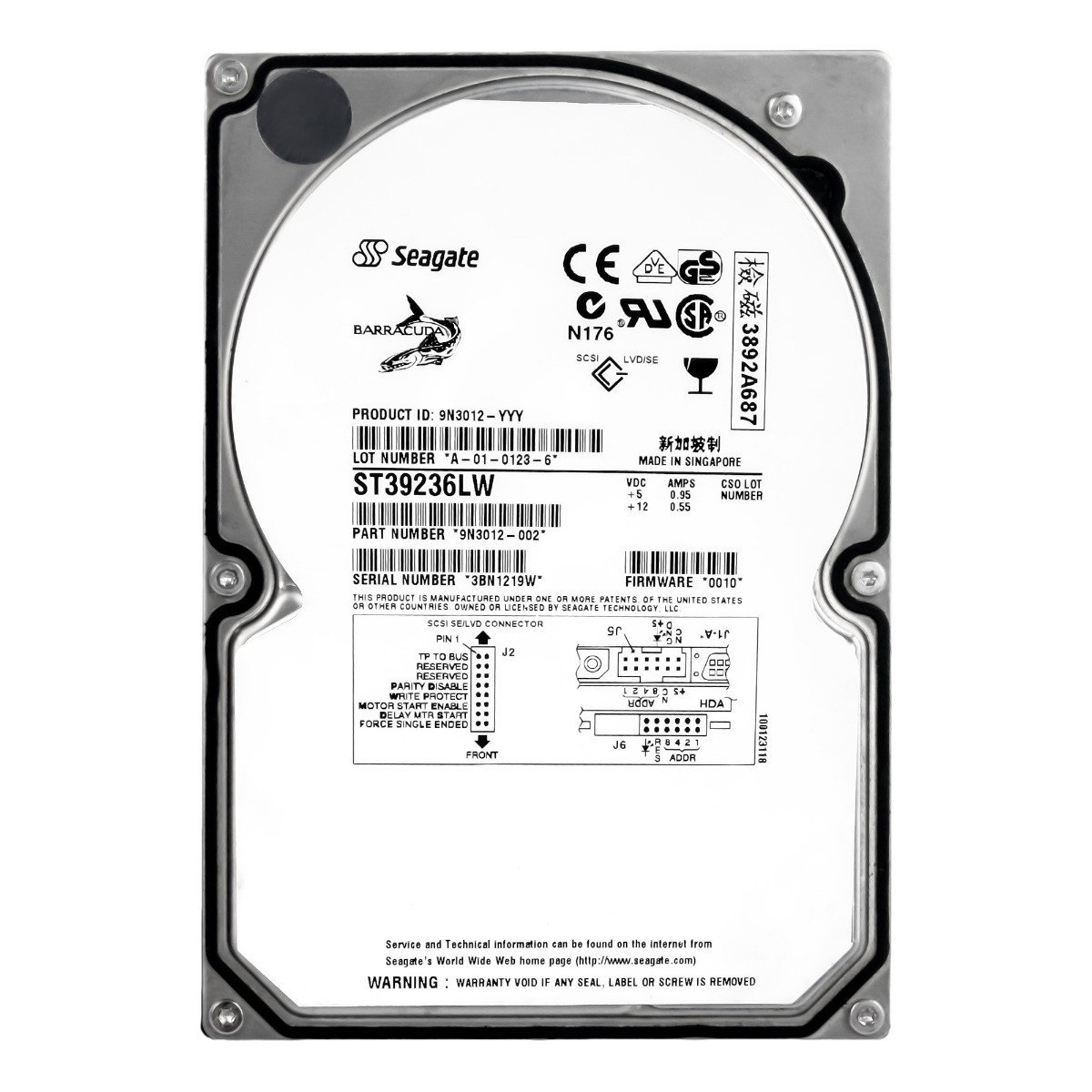 Seagate 9,2GB 7,2K 2MB Scsi U160 3,5'' ST39236LW