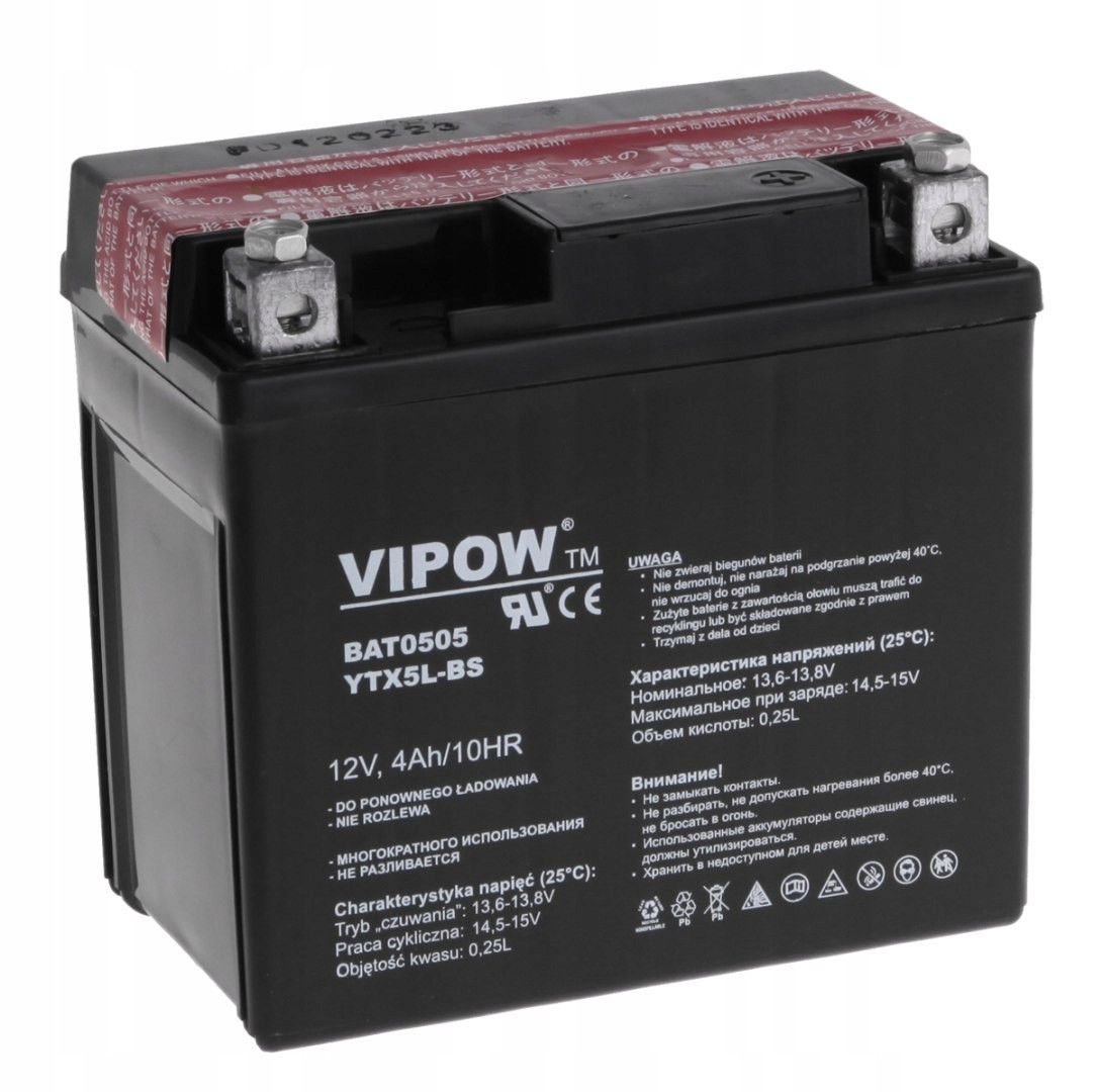 Baterie Vipow typ MC pro motocykly 12V 4Ah