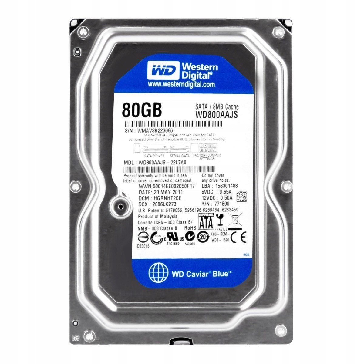 Wd Blue 80GB 7.2K 8MB Sata II 3.5'' WD800AAJS