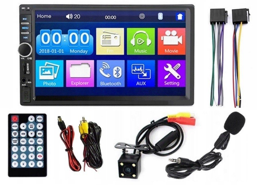 Autorádio LCD Bluetooth 2DIN Kamera Cofani