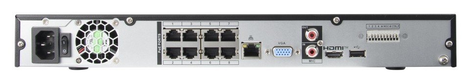 8kanálový Ip rekordér, 8Mpx, 160Mb/s 2x Sata