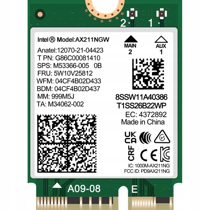 Síťová karta Intel WiFi 6E Card AX211 CNVio2