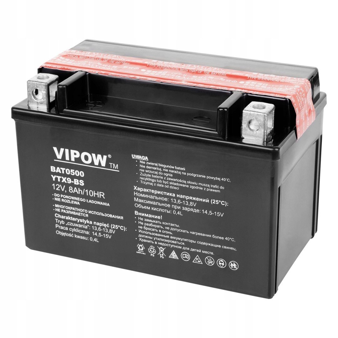 Baterie Vipow typ MC pro motocykly 12V 8Ah