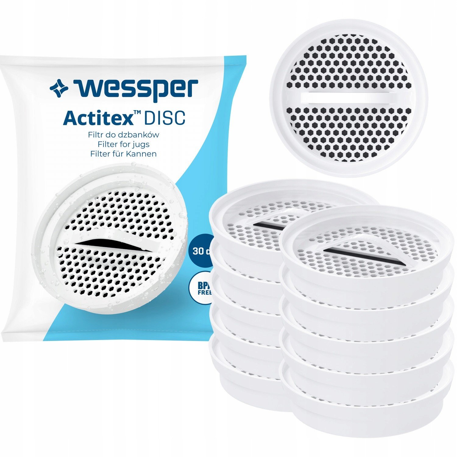 10x Filtrační Filtr Dzbanka Wessper Actitex Disc