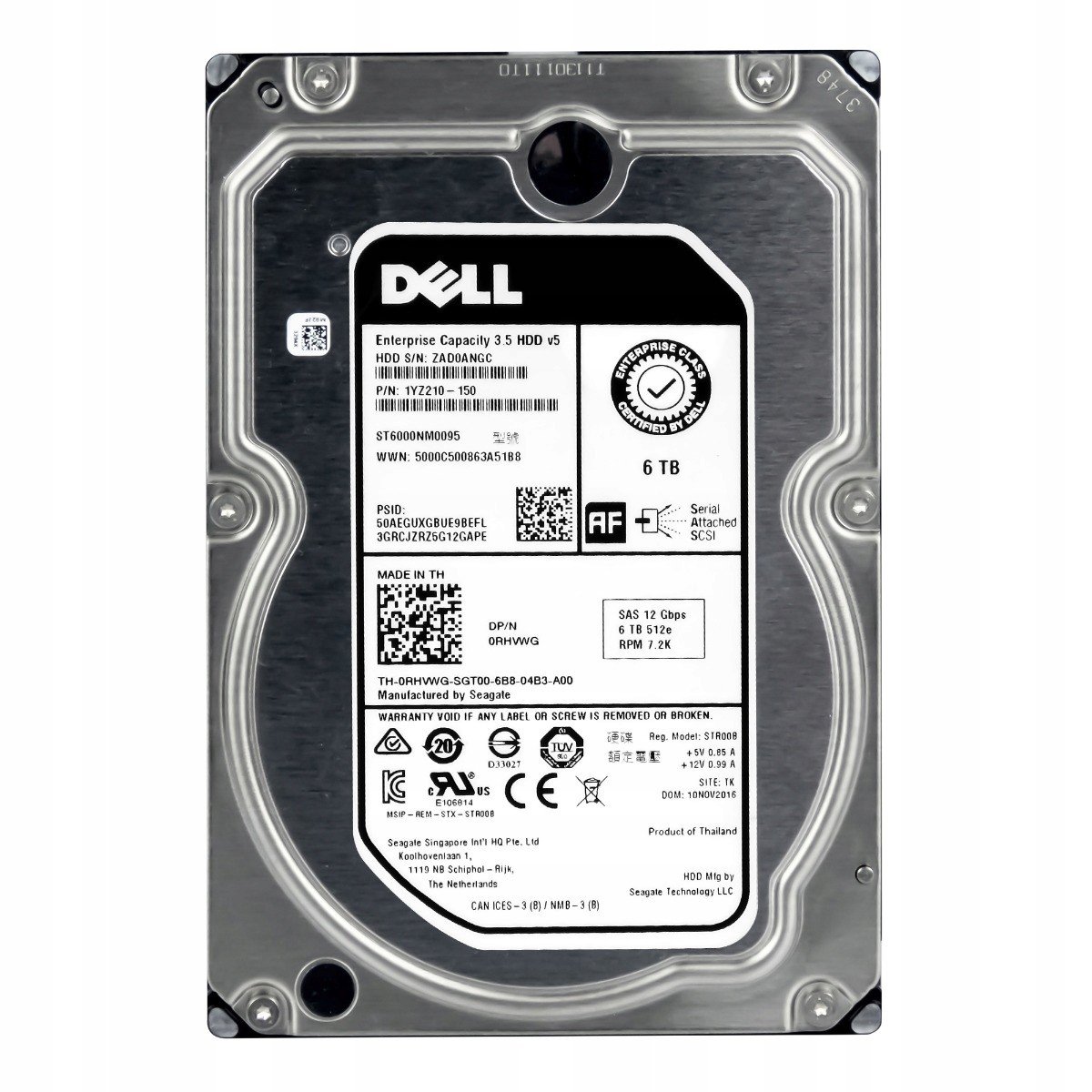 Dell 0RHVWG 6TB 7.2K 256MB SAS-3 3.5' ST6000NM0095