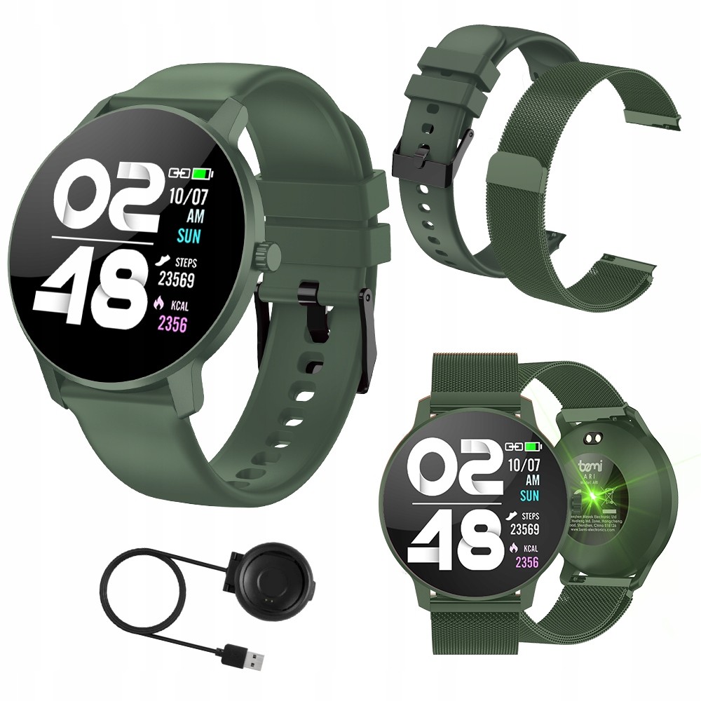 Chytré hodinky Bemi ARI+2 řemínky/kov/pl zelené