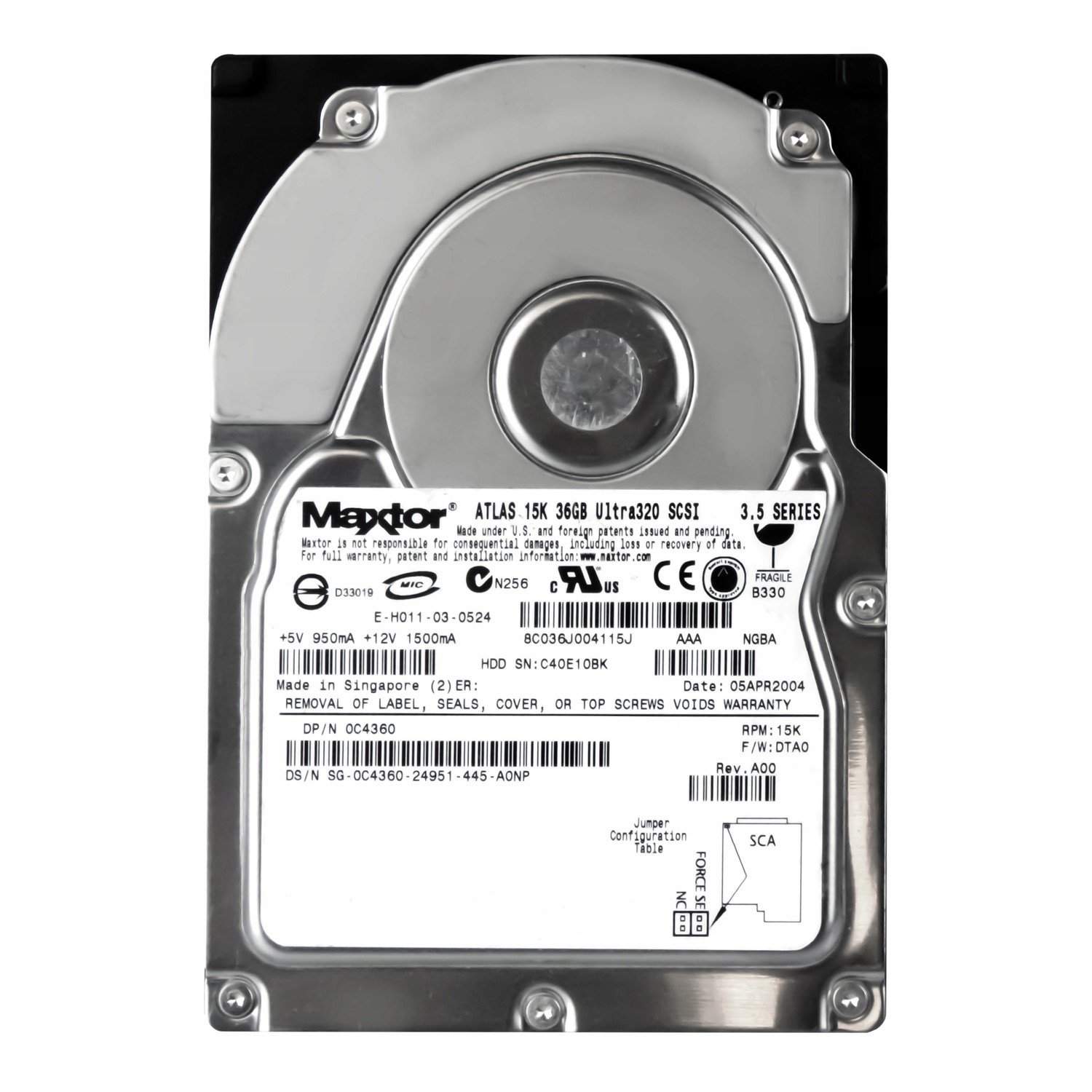 Dell 0C4360 36GB 15K 8MB Scsi U320 3.5'' 8C036J0