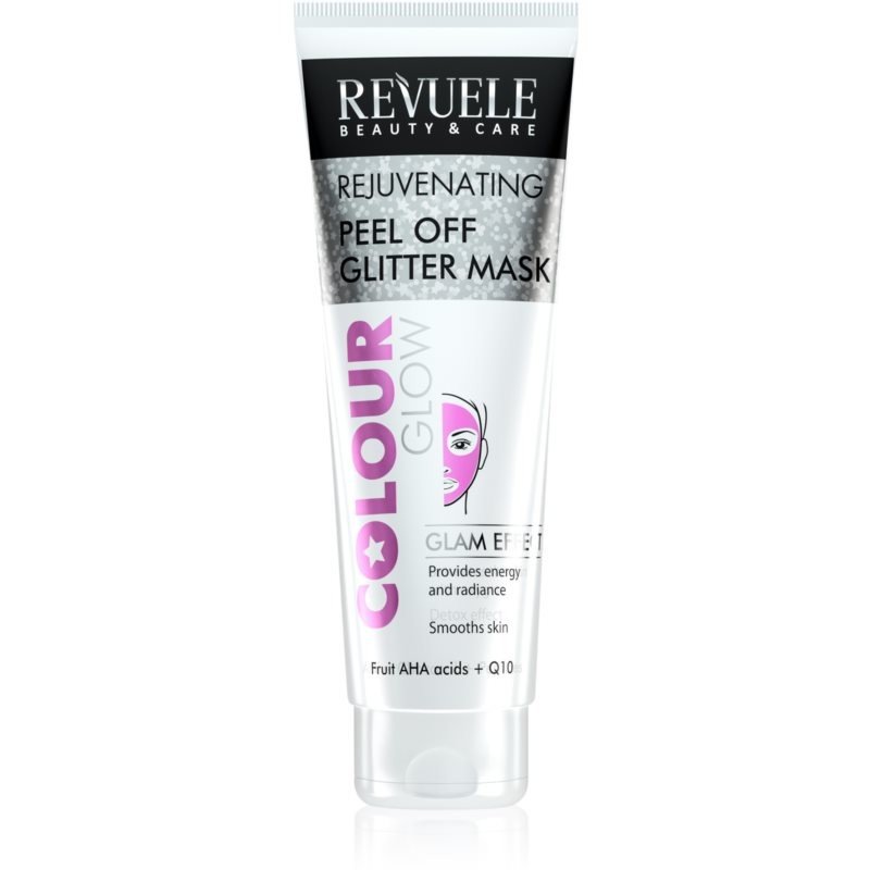 Revuele Colour Glow Rejuvenating Peel off Glitter Mask slupovací maska pro omlazení pleti 80 ml