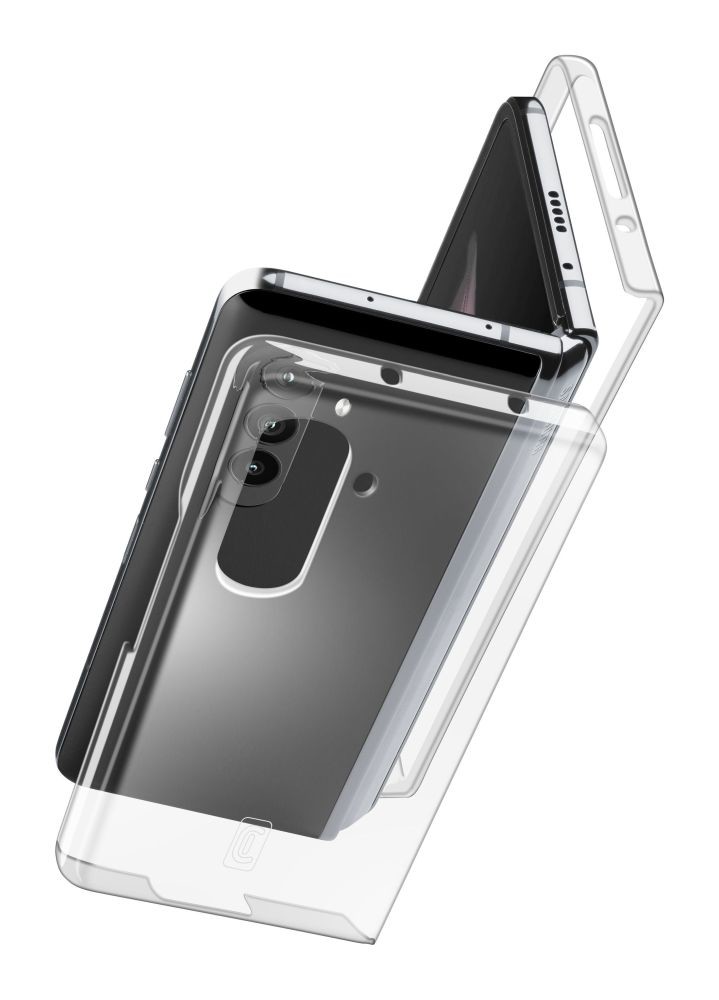 pouzdro na mobil Zadní kryt s ochranným rámečkem Cellularline Clear Duo pro Samsung Galaxy Z Fold5, čirý