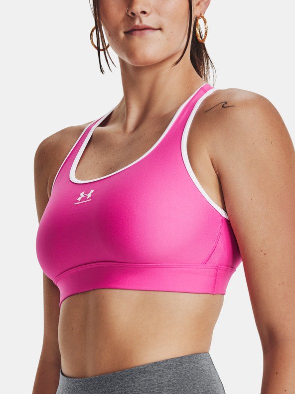 Under Armour Mid Padless Sportovní podprsenka Růžová