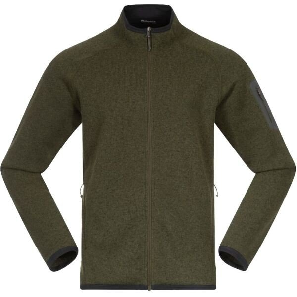 Bergans KAMPHAUG Pánská fleece mikina, khaki, velikost L