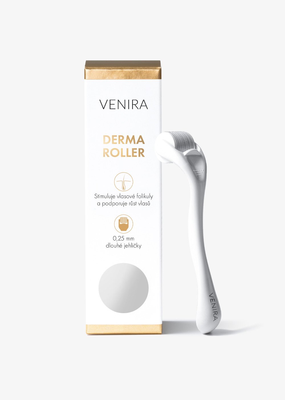 VENIRA derma roller na vlasy, mikrojehličkový aplikátor na vlasovou pokožku, 0,25 mm