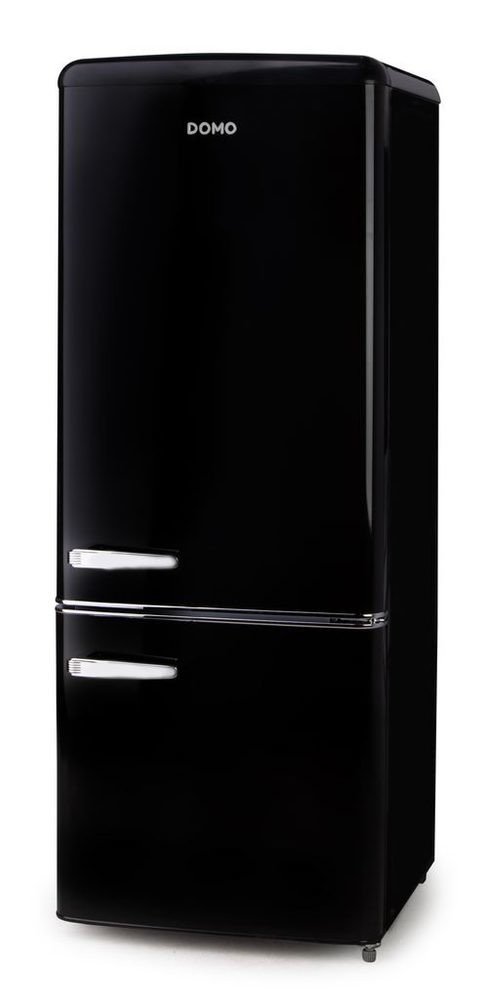 DOMO Retro lednice s mrazákem dole - černá - DOMO DO91706R, Objem chladničky: 147 l, Objem mrazáku: 44 l, Třída: D