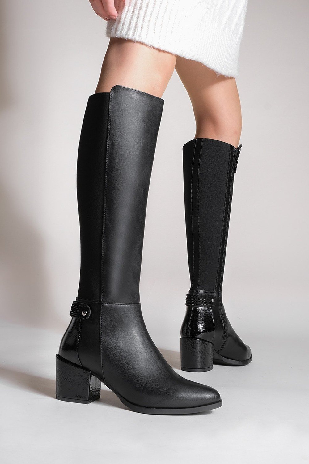 Marjin Knee-High Boots - Black - Block