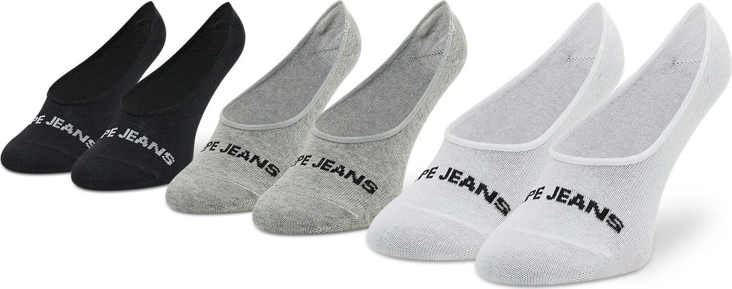 Sada 3 párů dámských ponožek Pepe Jeans Daria PLU10387 Black/White/Grey Marl