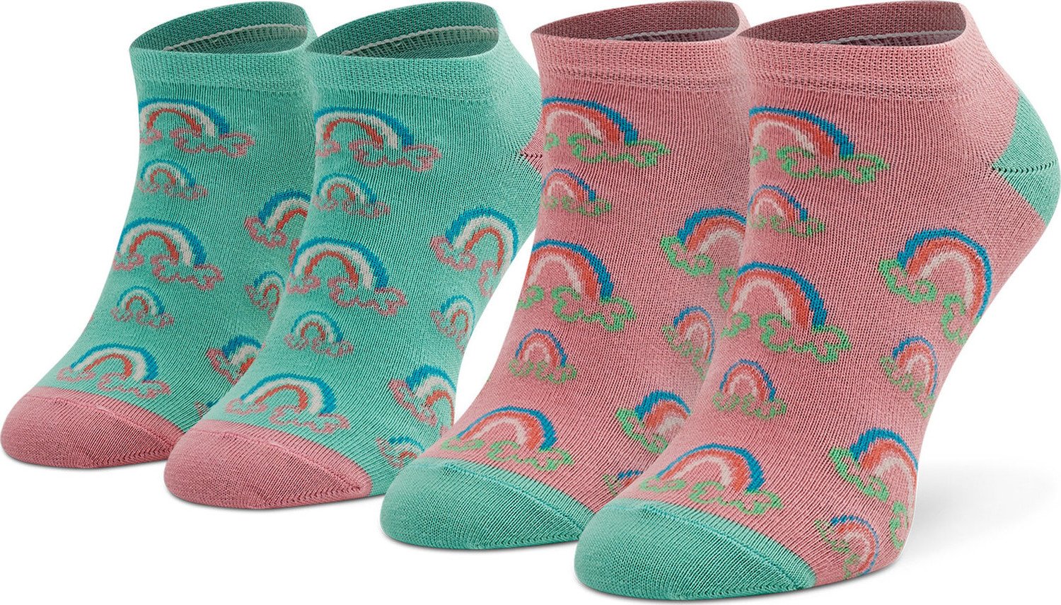 Sada 2 párů dětských nízkých ponožek Freakers JSTEC-PIK Růžová