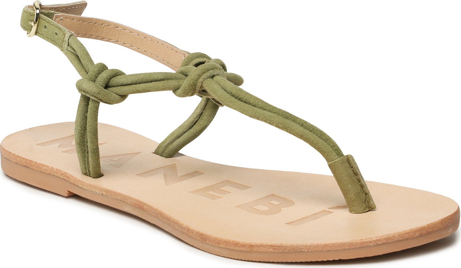 Sandály Manebi Suede Leather Sandals V 2.0 Y0 Kaki Green Knot Thongs