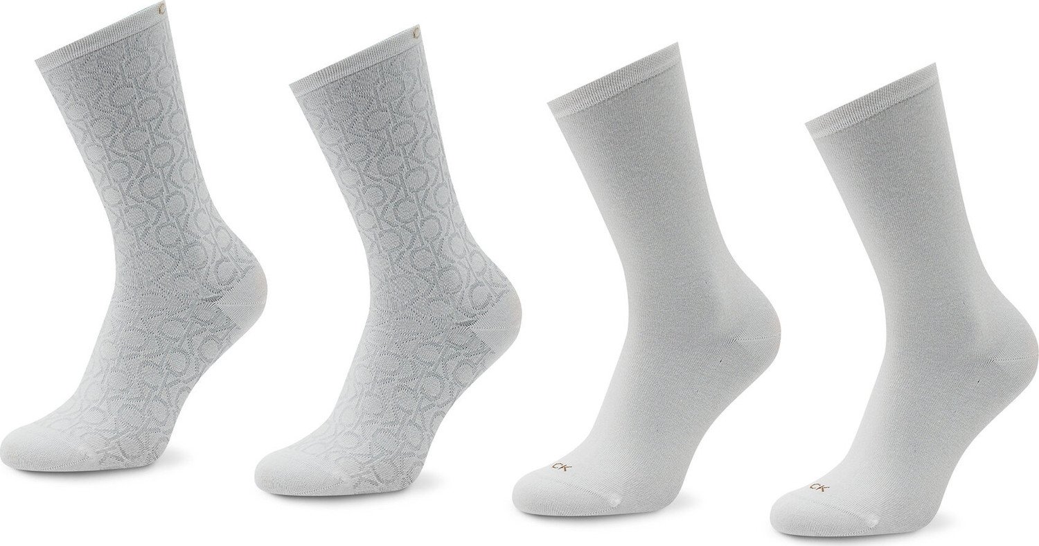 Sada 4 párů dámských vysokých ponožek Calvin Klein 701219852 White 001
