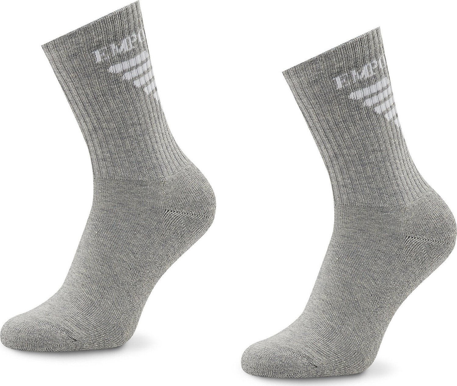 Sada 2 párů dámských vysokých ponožek Emporio Armani 292303 2F258 00047 Melange Pale Grey