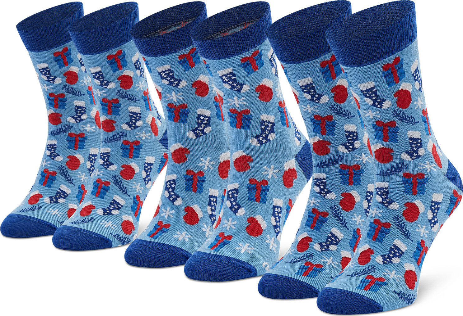 Sada 3 párů vysokých ponožek unisex Rainbow Socks Xmas Socks Balls Mix Gifts Pak 3 Barevná