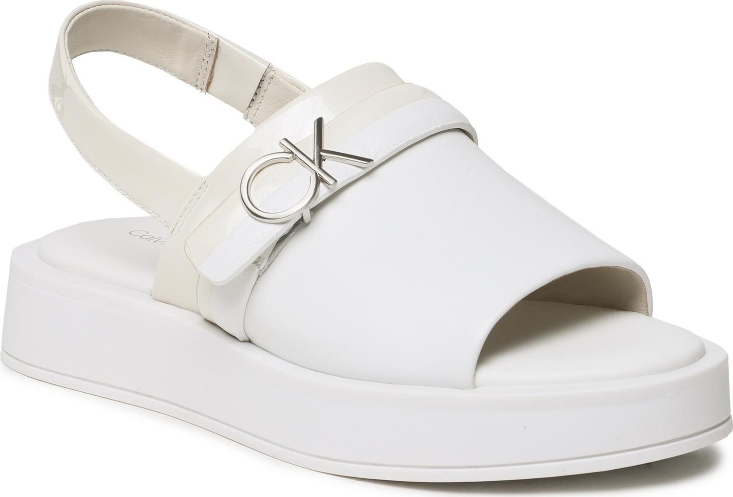 Sandály Calvin Klein Dress Wedge Sandal HW0HW01605 White/Dk Ecru 0K4