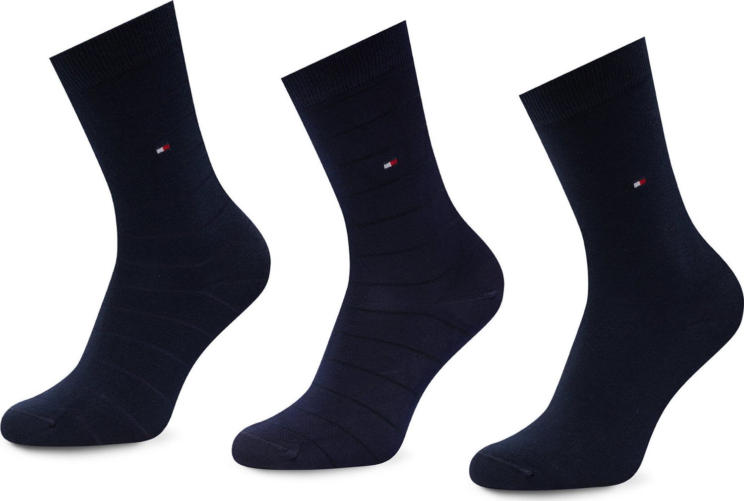 Sada 3 párů dámských vysokých ponožek Tommy Hilfiger 701220262 Navy 001