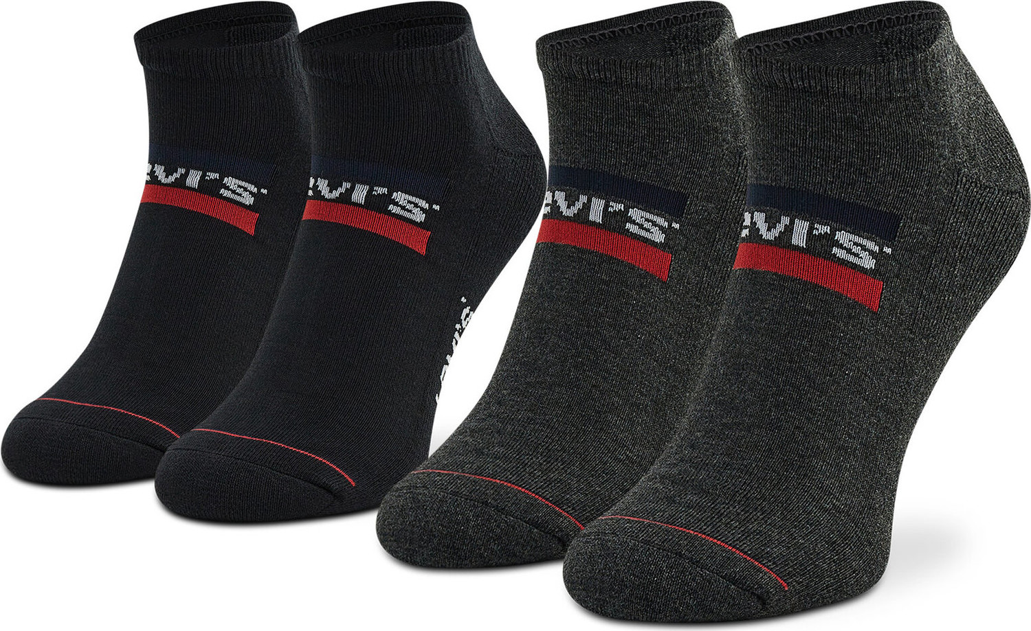 Sada 2 párů nízkých ponožek unisex Levi's® 701219507 Mid Grey/Black
