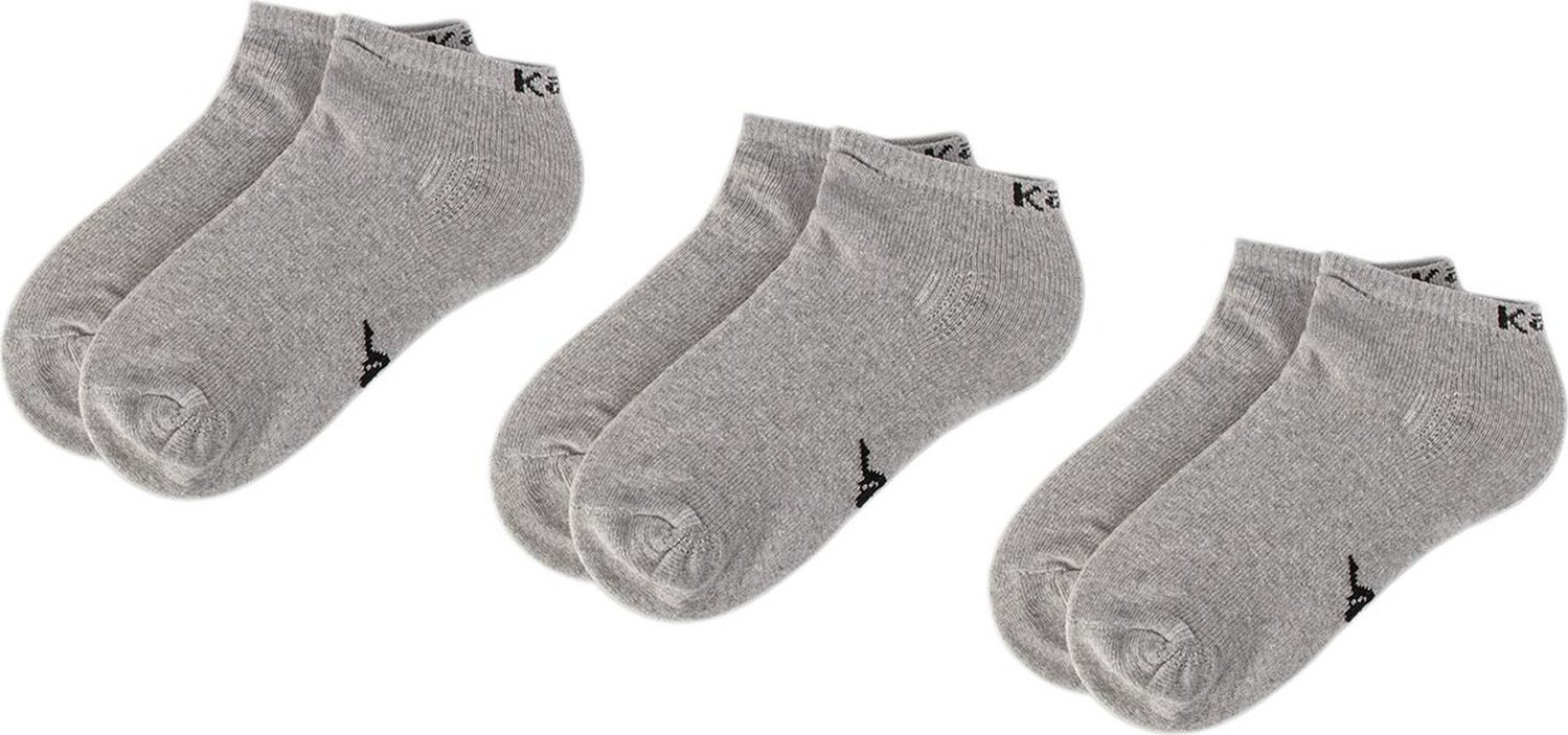 Sada 3 párů nízkých ponožek unisex Kappa 704275 Grey Melang 19N