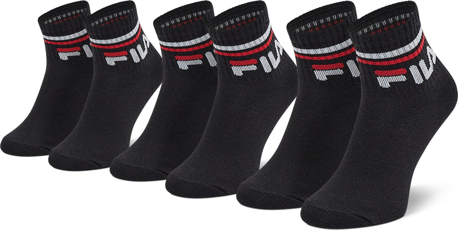 Sada 3 párů dětských vysokých ponožek Fila Calza Quarter F8338 Black 200