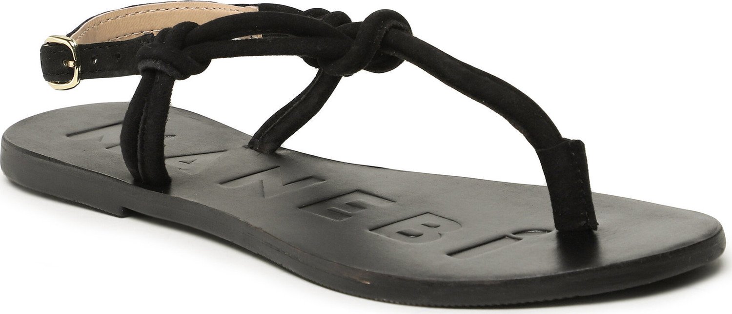 Sandály Manebi Suede Leather Sandals V 2.2 Y0 Black Knot Thongs