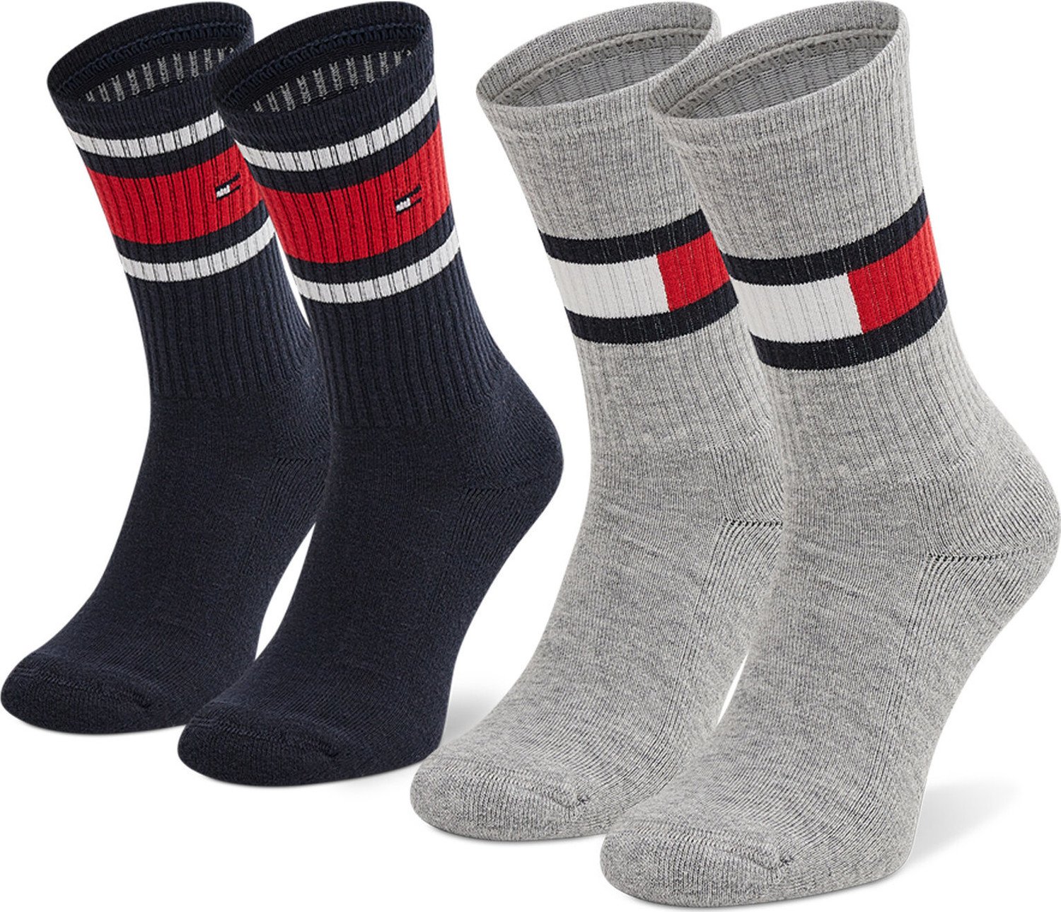 Sada 2 párů vysokých ponožek unisex Tommy Hilfiger 394020001 Middle Grey Melange 758
