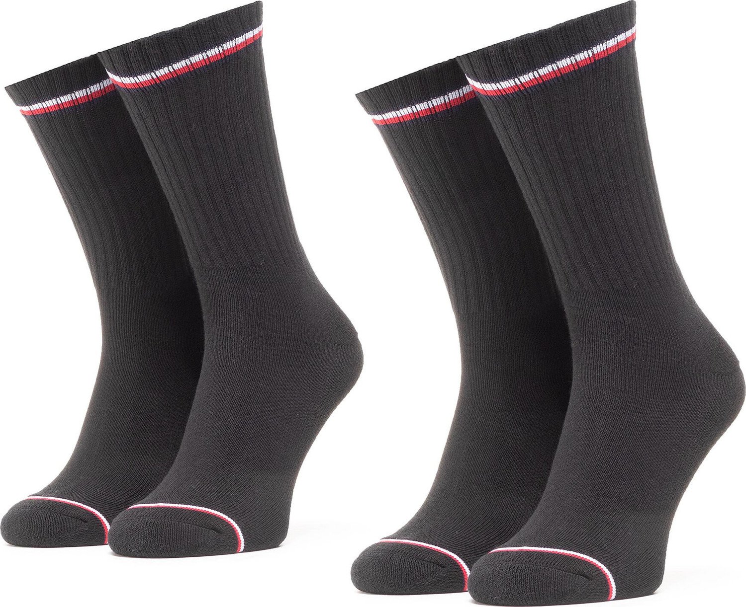 Sada 2 párů vysokých ponožek unisex Tommy Hilfiger 100001096 Black 200