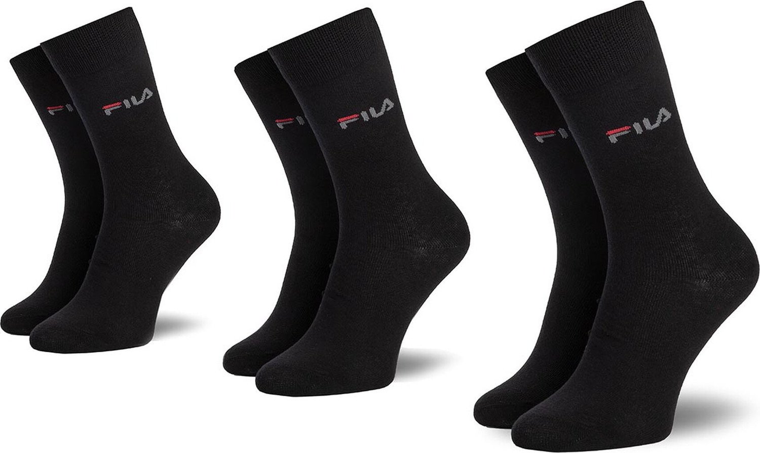Sada 3 párů vysokých ponožek unisex Fila Calze F9630 Black 200