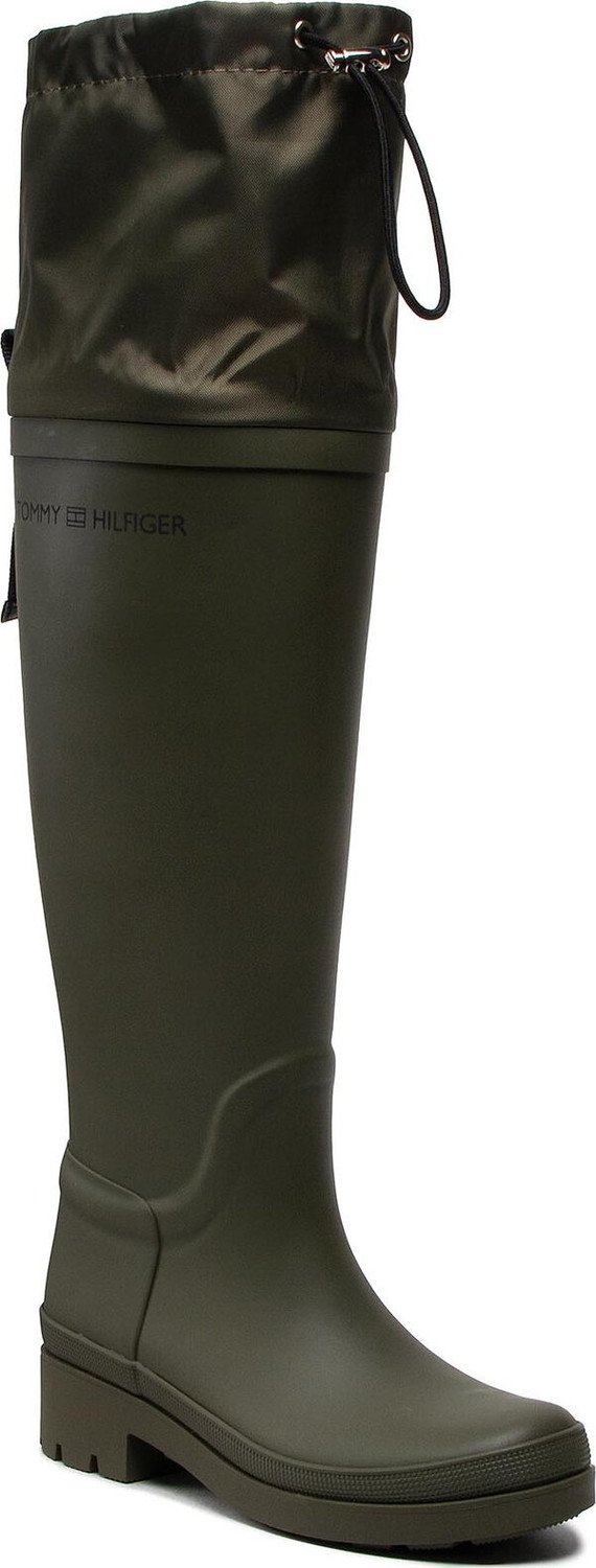 Holínky Tommy Hilfiger Overknee Rainboot FW0FW06778 Army Green RBN