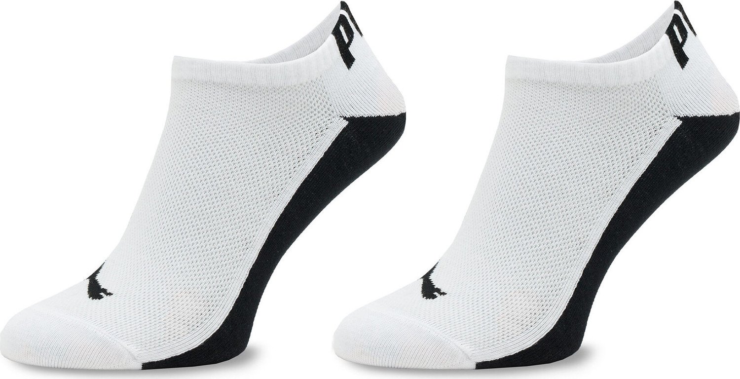 Sada 2 párů pánských nízkých ponožek Puma Men Back Logo Sneaker 2P 938011 White / Black 02