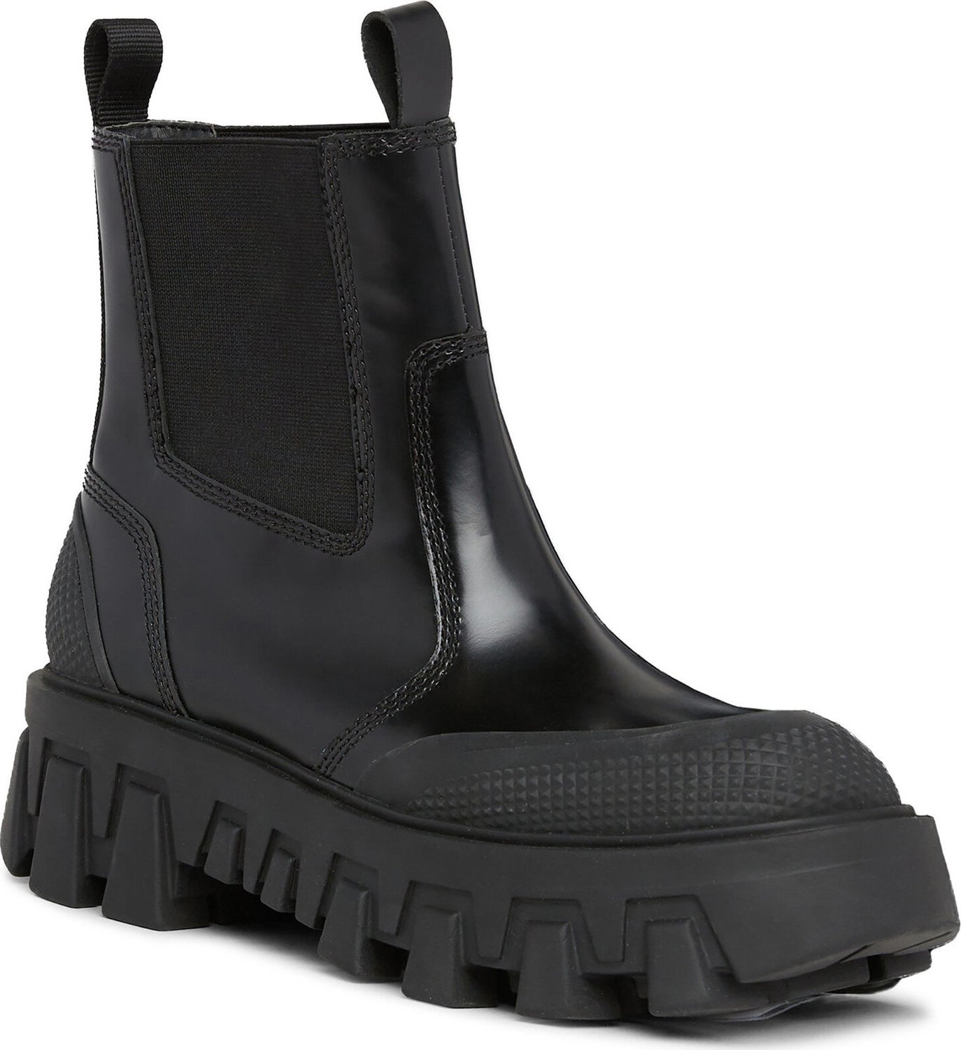 Kotníková obuv s elastickým prvkem Tommy Jeans Tjw Chunky Chelsea Mix Material EN0EN02375 Black BDS