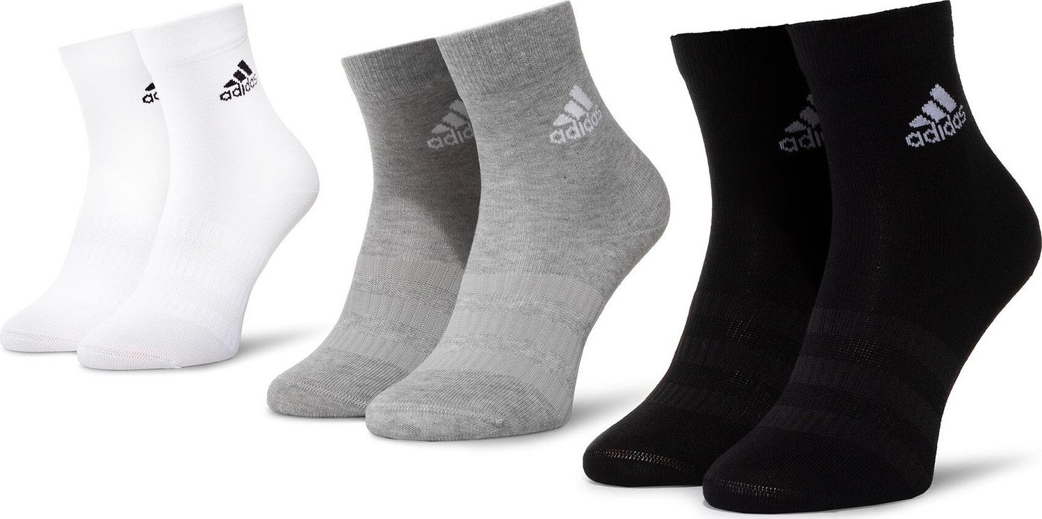 Sada 3 párů vysokých ponožek unisex adidas Ligth Crew 3Pp DZ9392 Mgreyh/White/Black