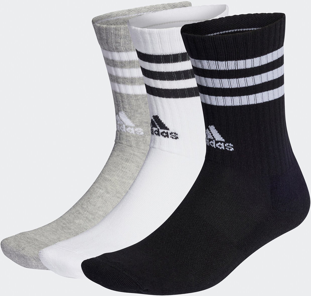 Klasické ponožky Unisex adidas 3-Stripes Cushioned Crew Socks 3 Pairs IC1323 medium grey heather/white/black/white