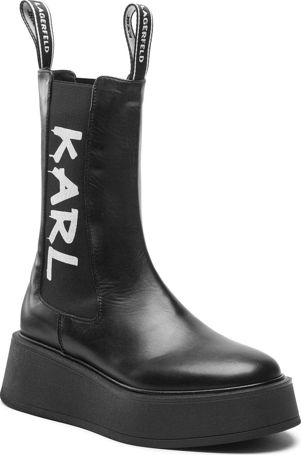 Kotníková obuv s elastickým prvkem KARL LAGERFELD KL42460 Black Lthr