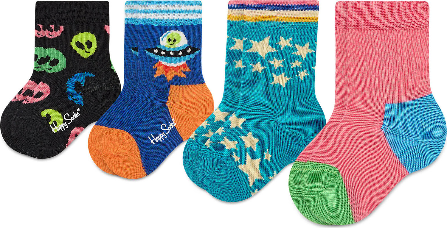 Sada 4 párů dětských vysokých ponožek Happy Socks XKSPC09-0200 Kolorowy