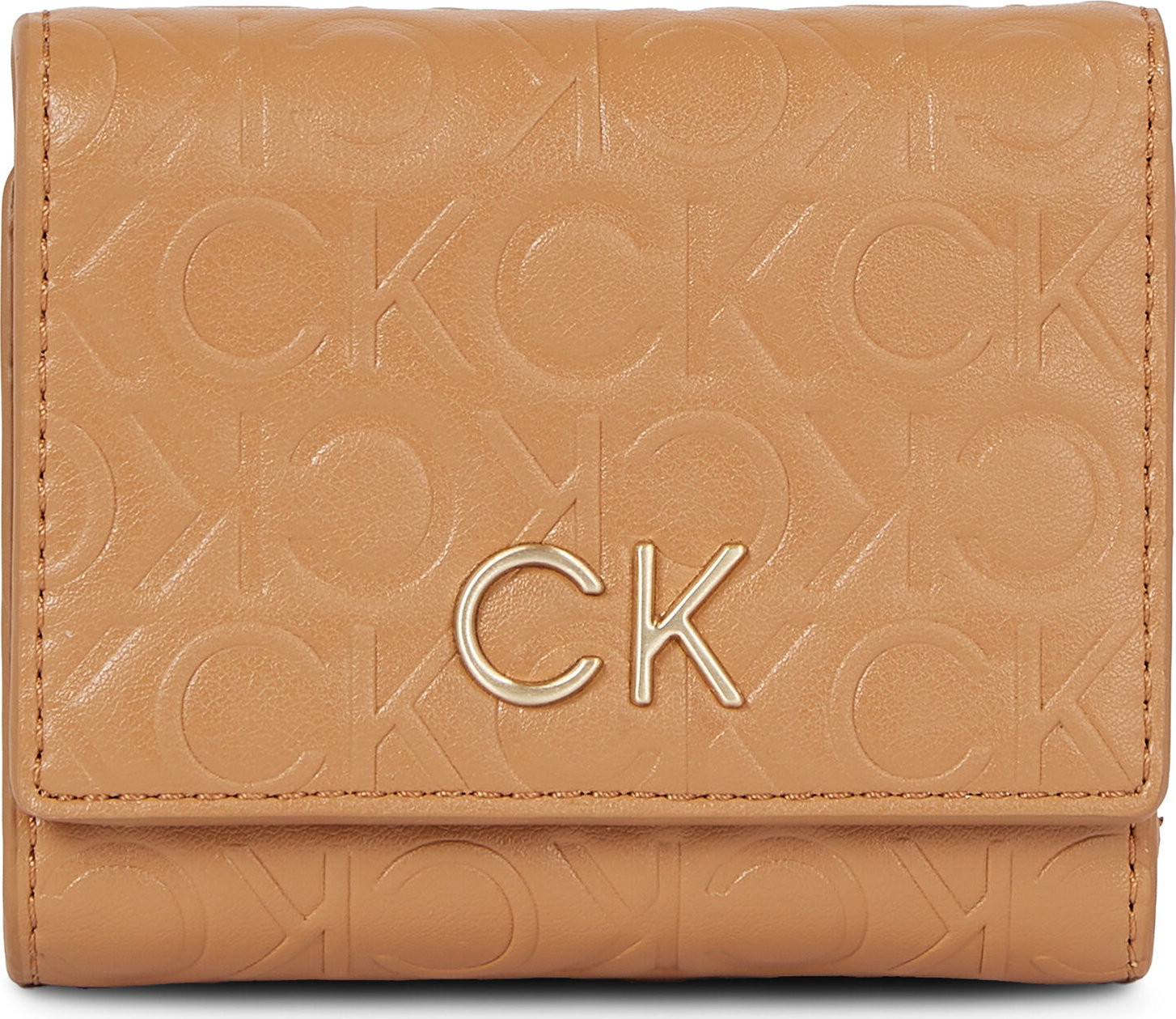 Dámská peněženka Calvin Klein Re-Lock Trifold Xs Emb K60K611321 Brown Sugar GA5
