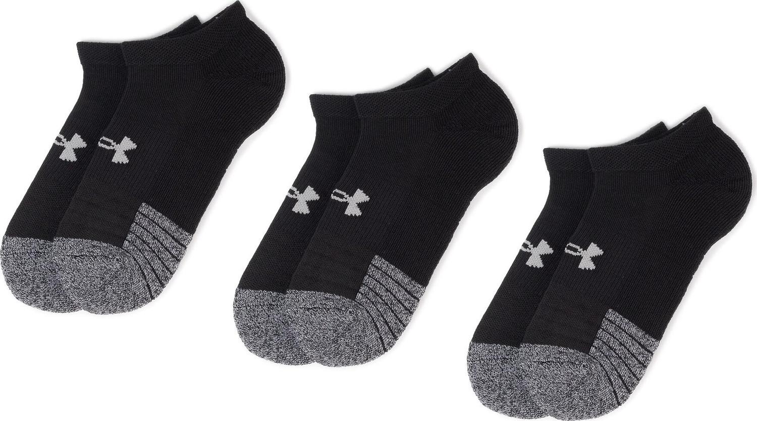 Sada 3 párů nízkých ponožek unisex Under Armour Heatgear No Show Sock 1346755-001 Black
