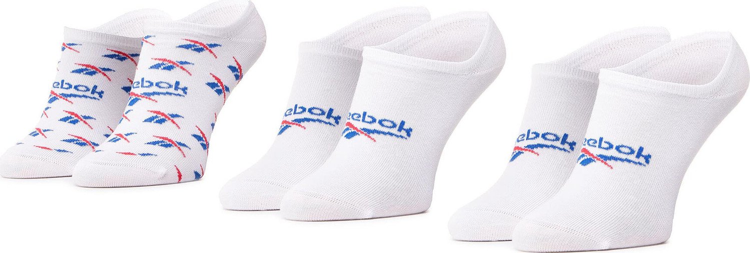 Sada 3 párů kotníkových ponožek unisex Reebok Cl Fo Invisible Sock 3P GG6680 White/Vecblu/Vecred
